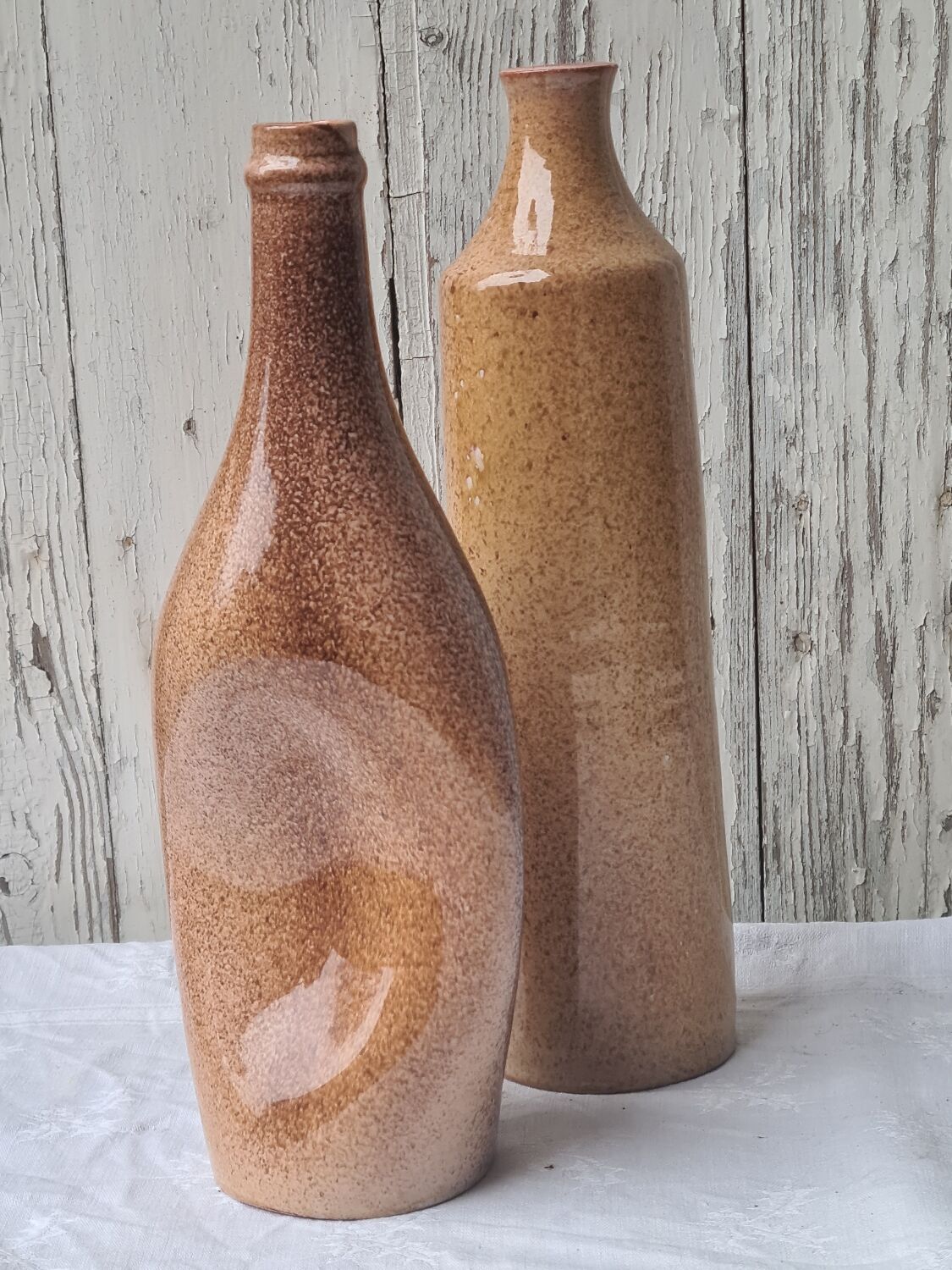 Two bottles glazed terracotta sculpture