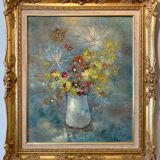 Old painting, still life with wild flowers signed Massard XX century