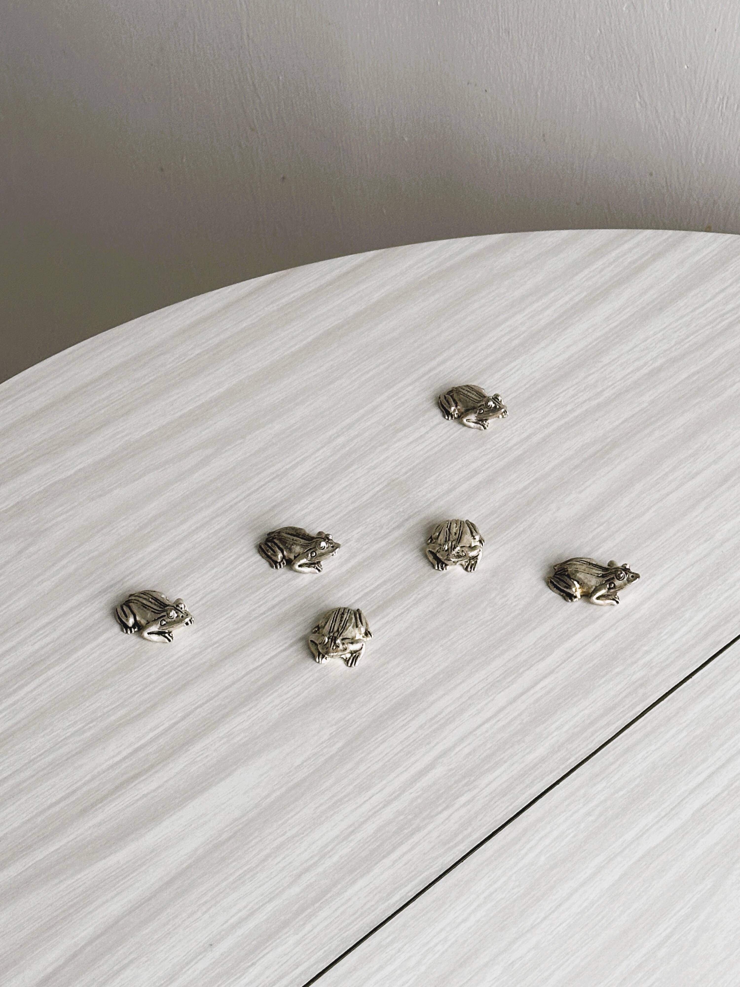 Lot de 6 porte-couteaux grenouilles en métal
