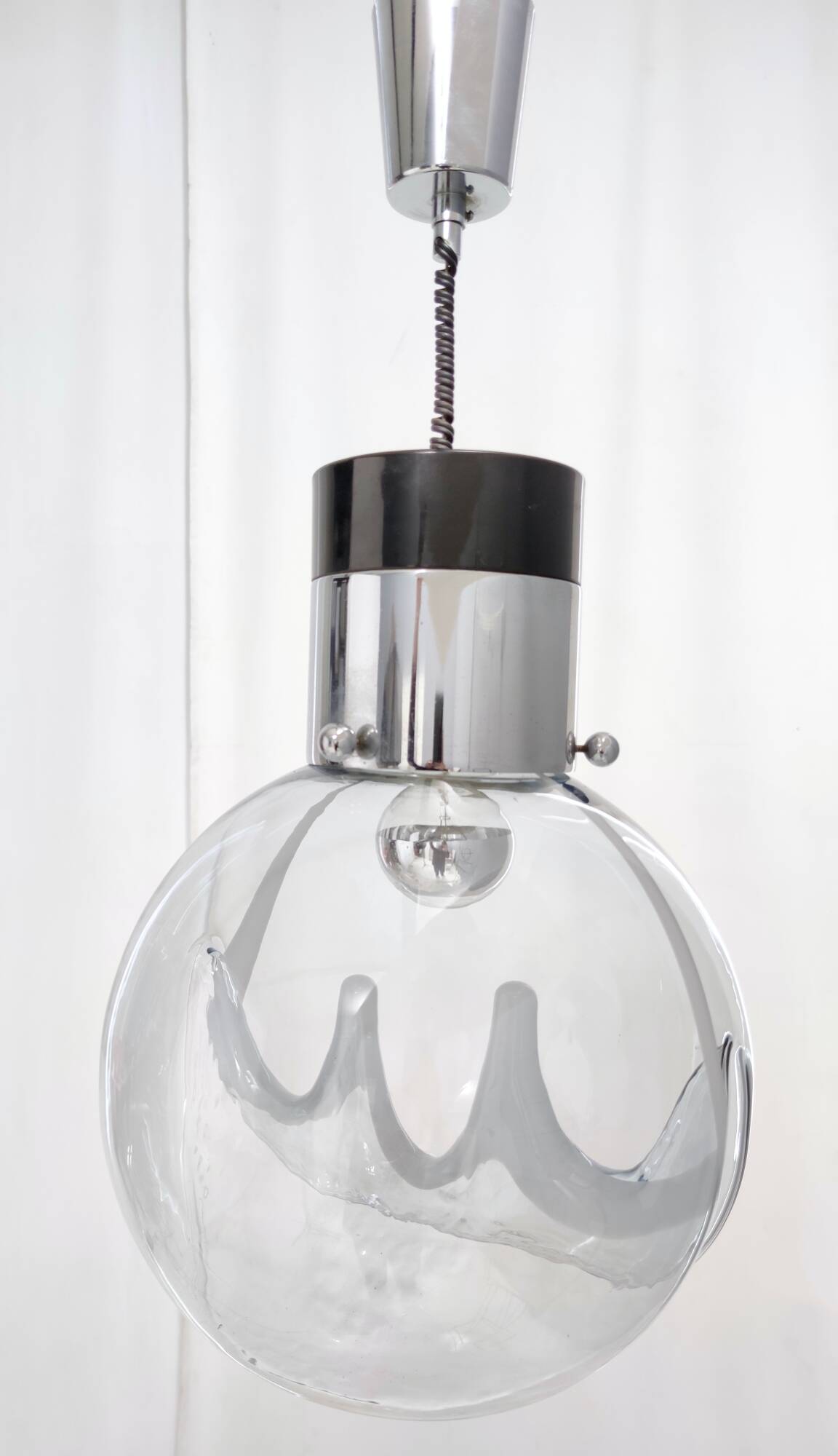 Murano Glass and Varnished Metal Pendant by Toni Zuccheri for Venini, Italy
