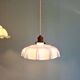 Trio of Art Deco pendant lights in scalloped opaline, 1920-30