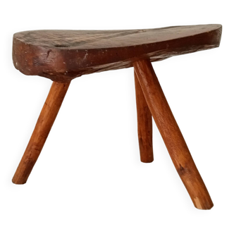 Brutalist tripod coffee table from the 50s in solid oak