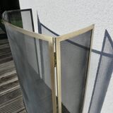 Brass fireplace screen, minimalist, curved, French work, 1970