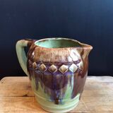 Bistro-style glazed stoneware pitcher