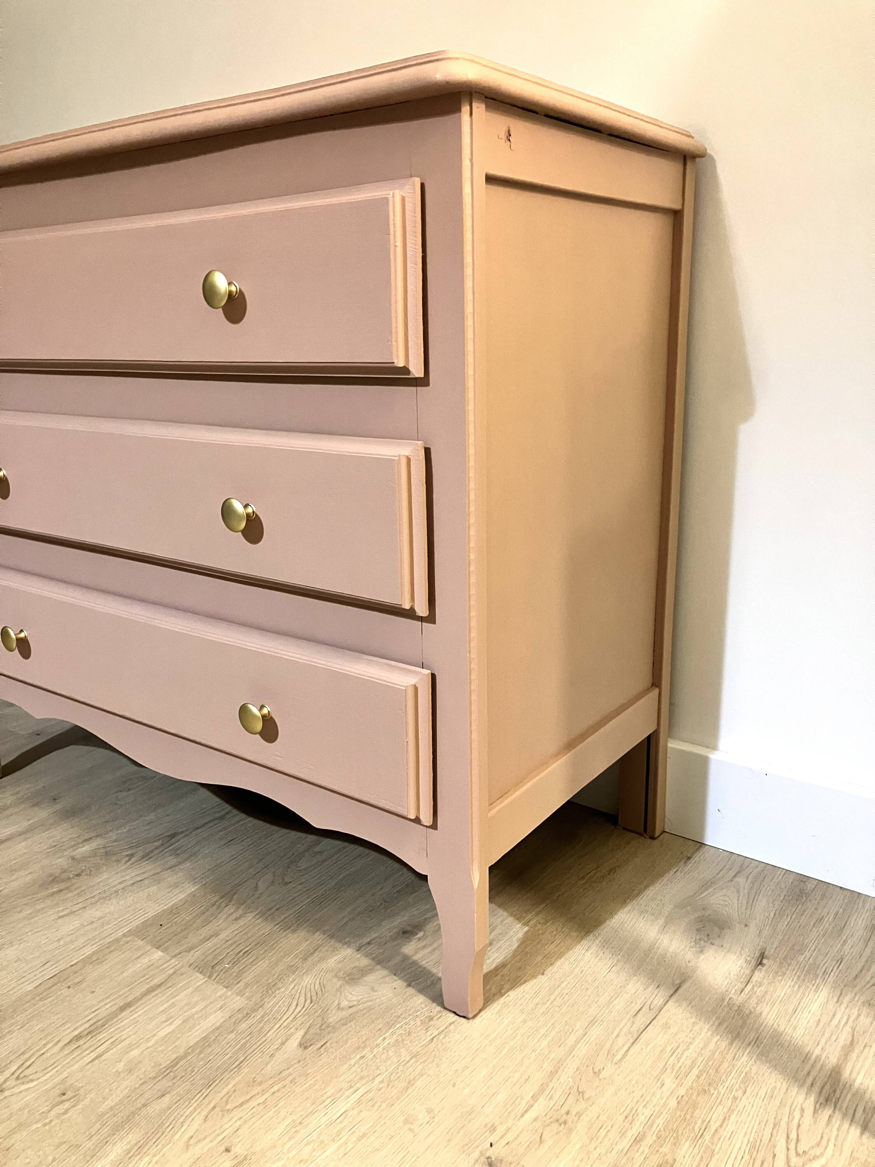 Antique pink wooden chest of drawers