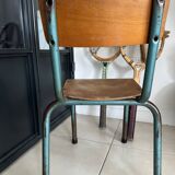 Ancienne chaise écolier enfant bois et métal