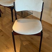 Pair of vintage Scandinavian chairs by Erik Buch model 49 in cream velvet.