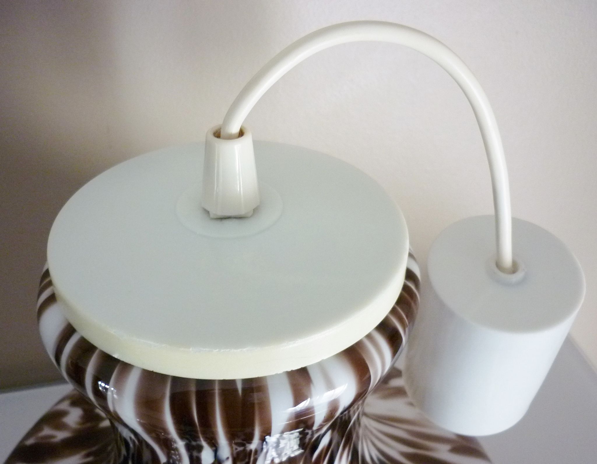Pendant light in white opal glass with black speckles, 1960s/1970s