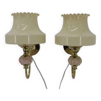 1970s Pair of Wall Lamps, Czechoslovakia