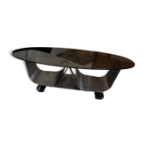 Smoked glass and chrome coffee table in the François Monnet style.