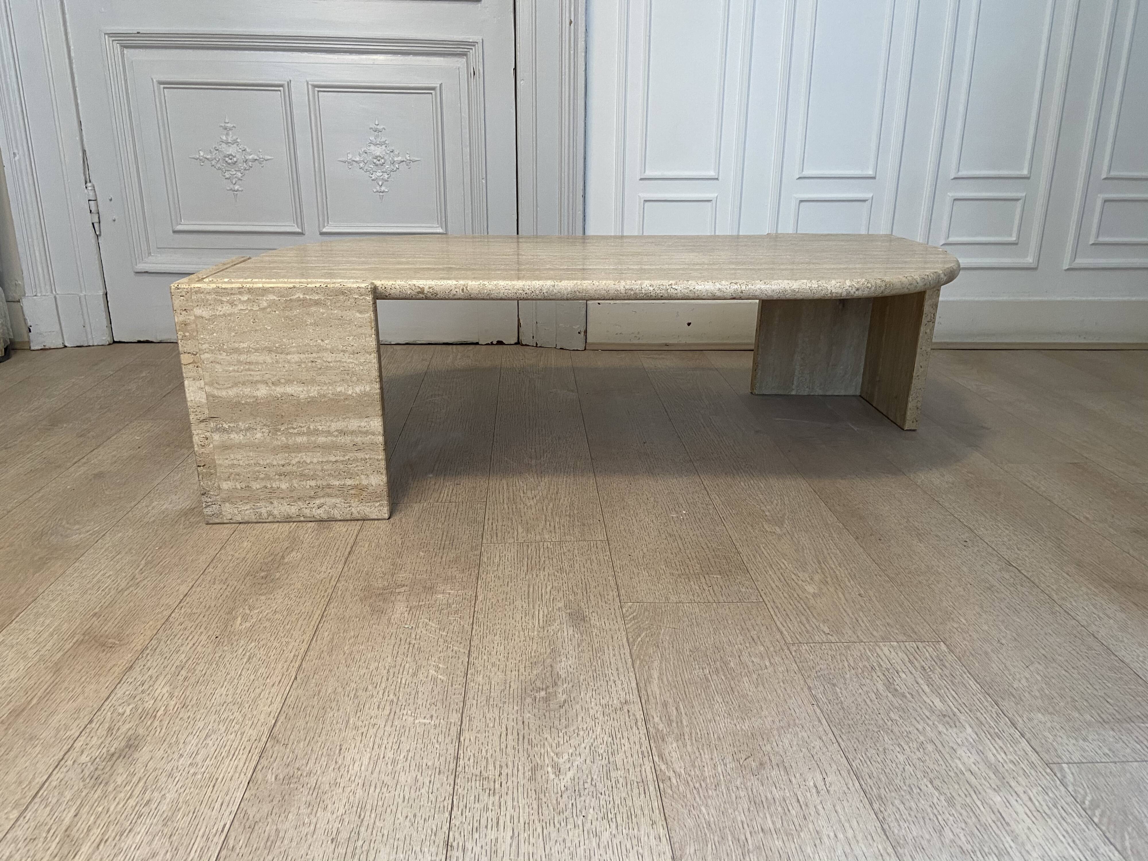 Drop of water coffee table in travertine, 1970
