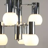 Vintage Italian Chrome and Opaline Chandelier