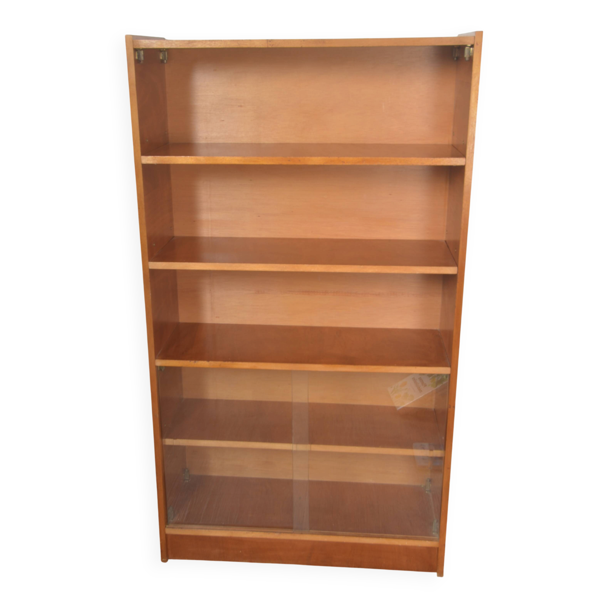 Vintage display cabinet in wood veneer, 1950s-1960s.