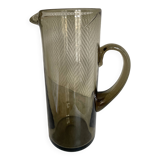 Vintage seventies smoked transparent glass carafe pitcher