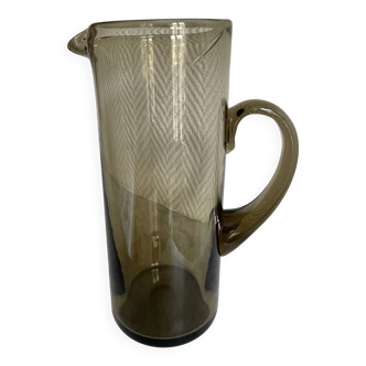 Carafe pichet broc verre transparent fumé seventies vintage