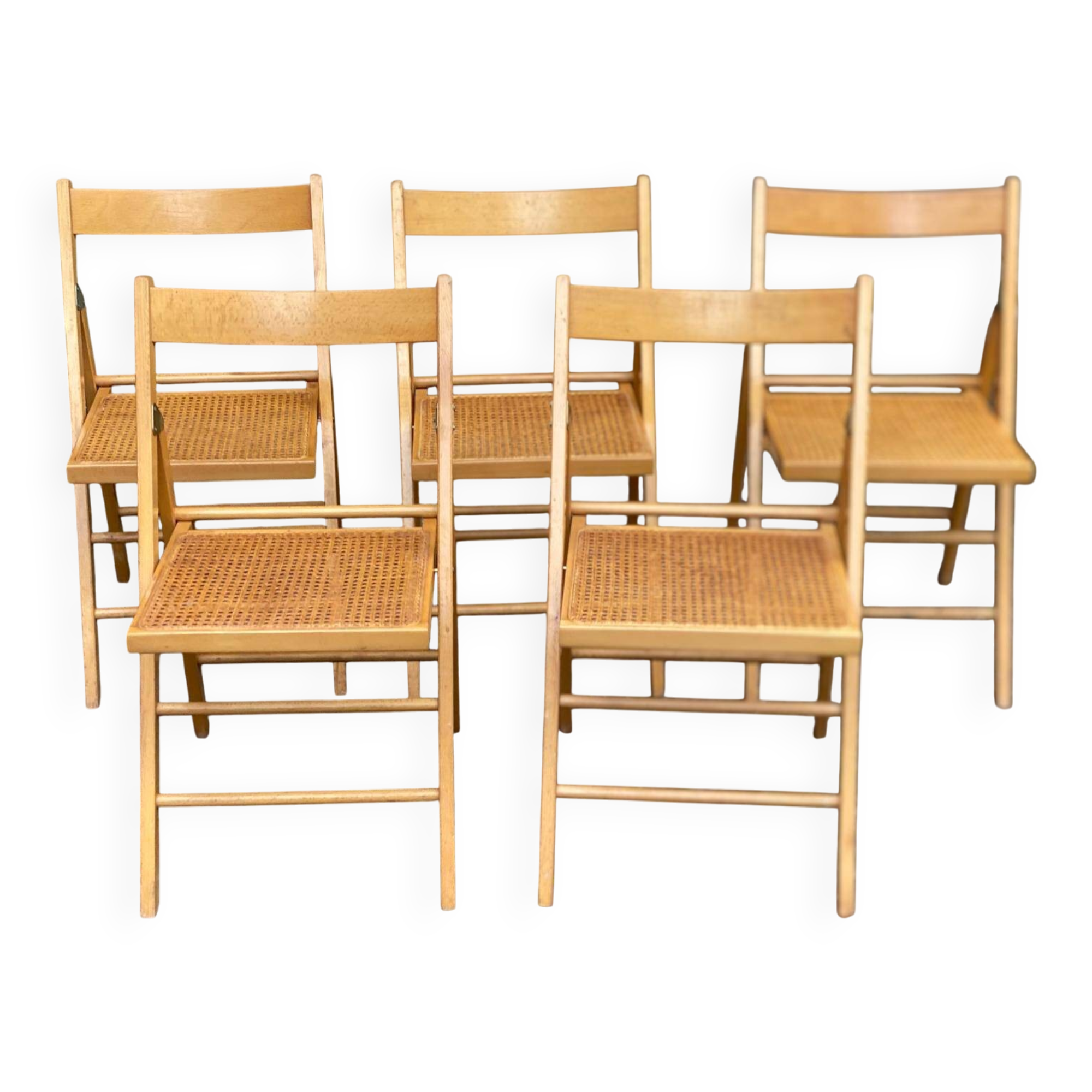 5 or 6 Scandinavian folding cane chairs 1970