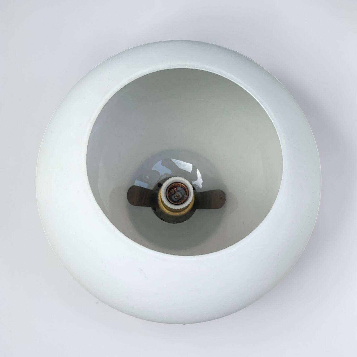 Wooden lamp in wabi-sabi brutalist style by Charles Dudouyt with white opaline.