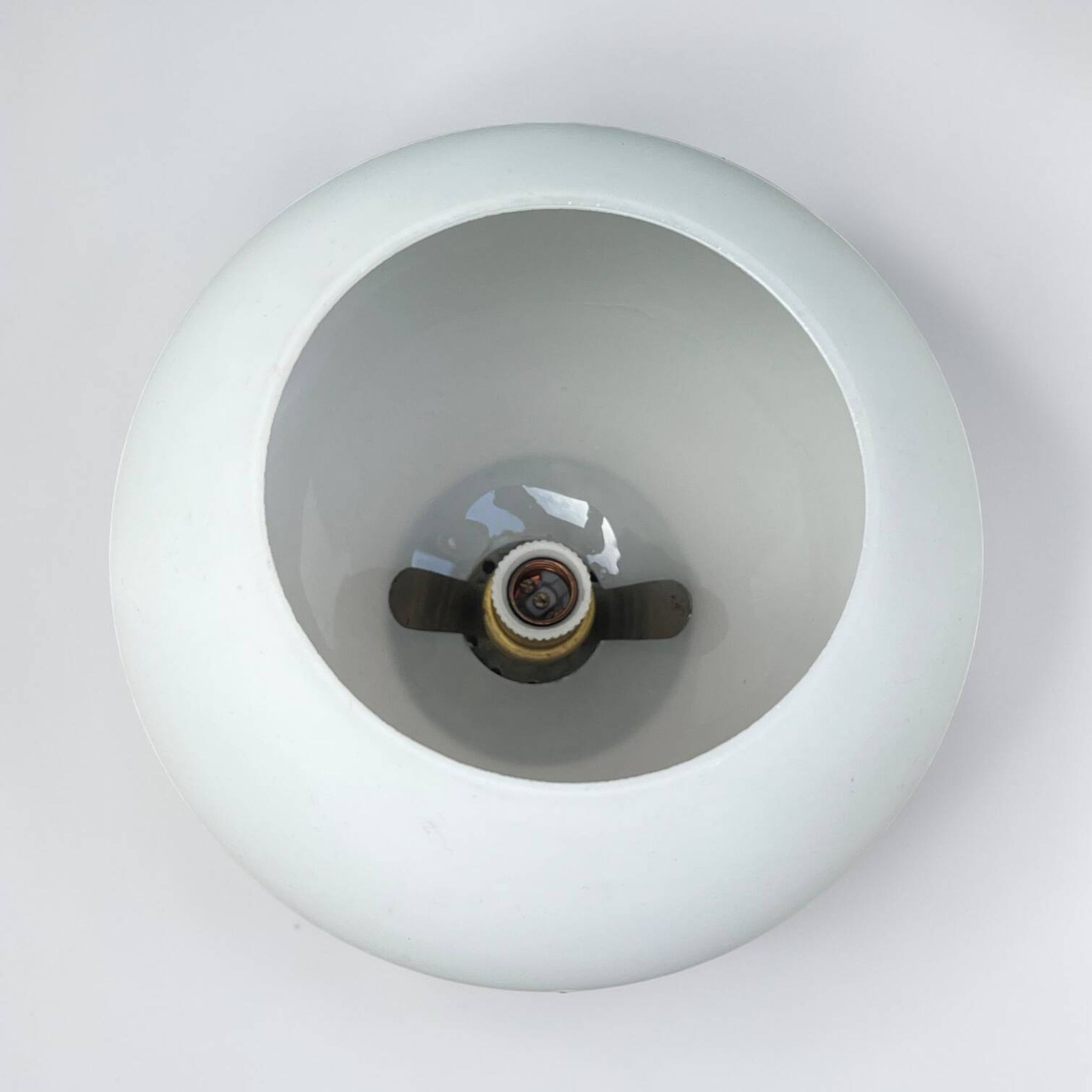 Wooden lamp in wabi-sabi brutalist style by Charles Dudouyt with white opaline.