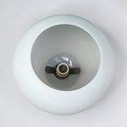 Wooden lamp in wabi-sabi brutalist style by Charles Dudouyt with white opaline.