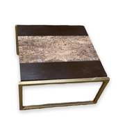 Coffee table in cork, wood and gilded steel in the taste of Romeo Rega