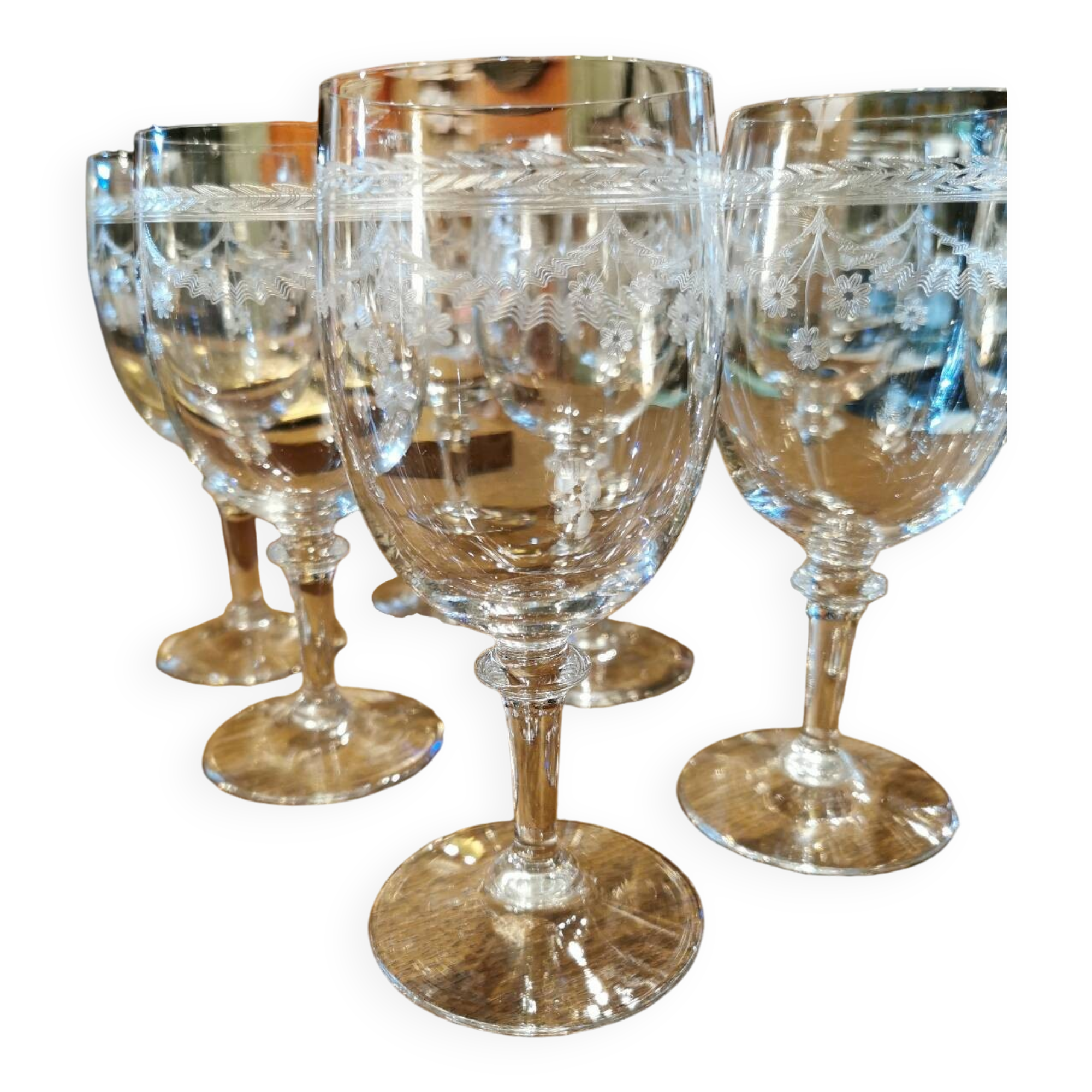 Set of 9 crystal glasses from the Napoleon III period