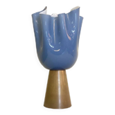 Lampe de table contemporaine en verre de style Murano bleu laiteux