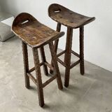Pair of brutalist high stools