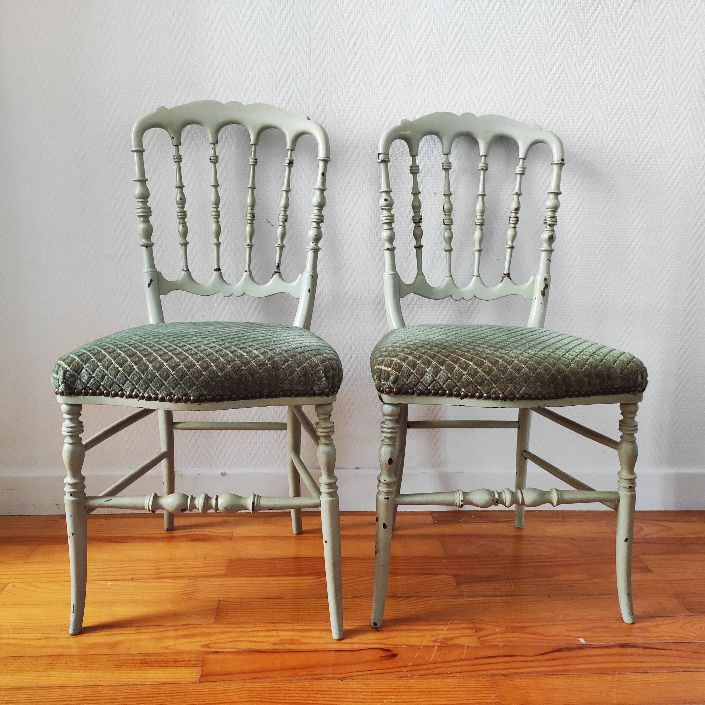 Pair of patinated Napoleon III chairs