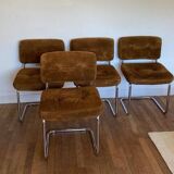 Roche Bobois cognac suede chairs