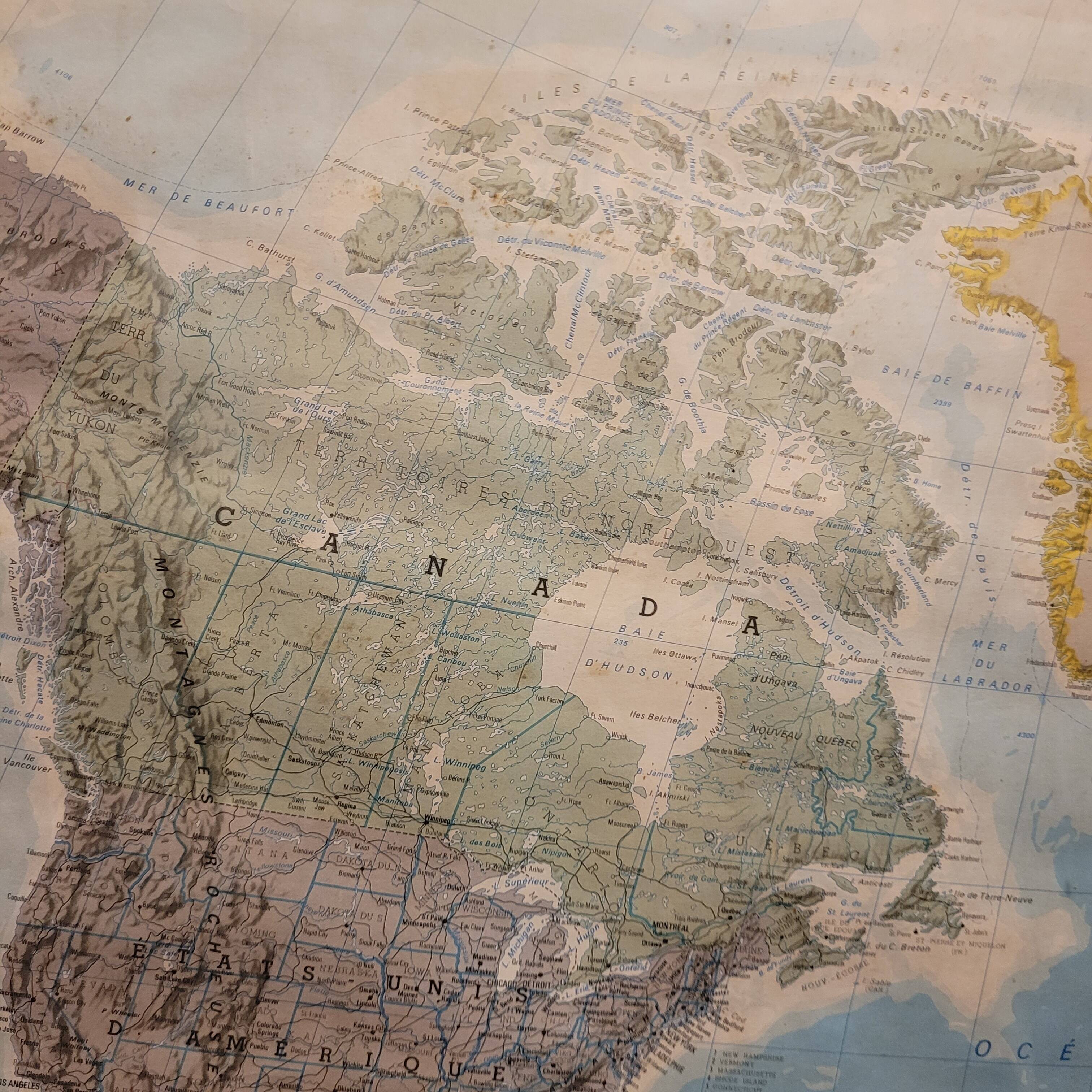 Globe map / Planisphere "Le Monde Politique", National Geographic Institute, 20th century – Fran