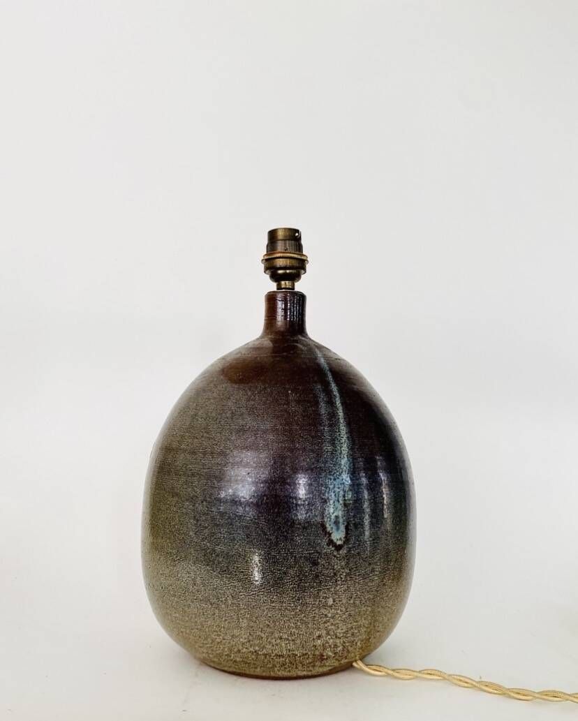 Pied de lampe en céramique et câble en tissu tressé