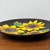 Mid-century German studio pottery wall plate with Ruscha sunflower motif, 1960s.