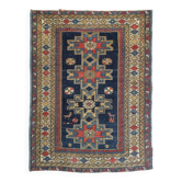 Handwoven Antique - Blue Ground Persian Rug with Bird-like Figures
