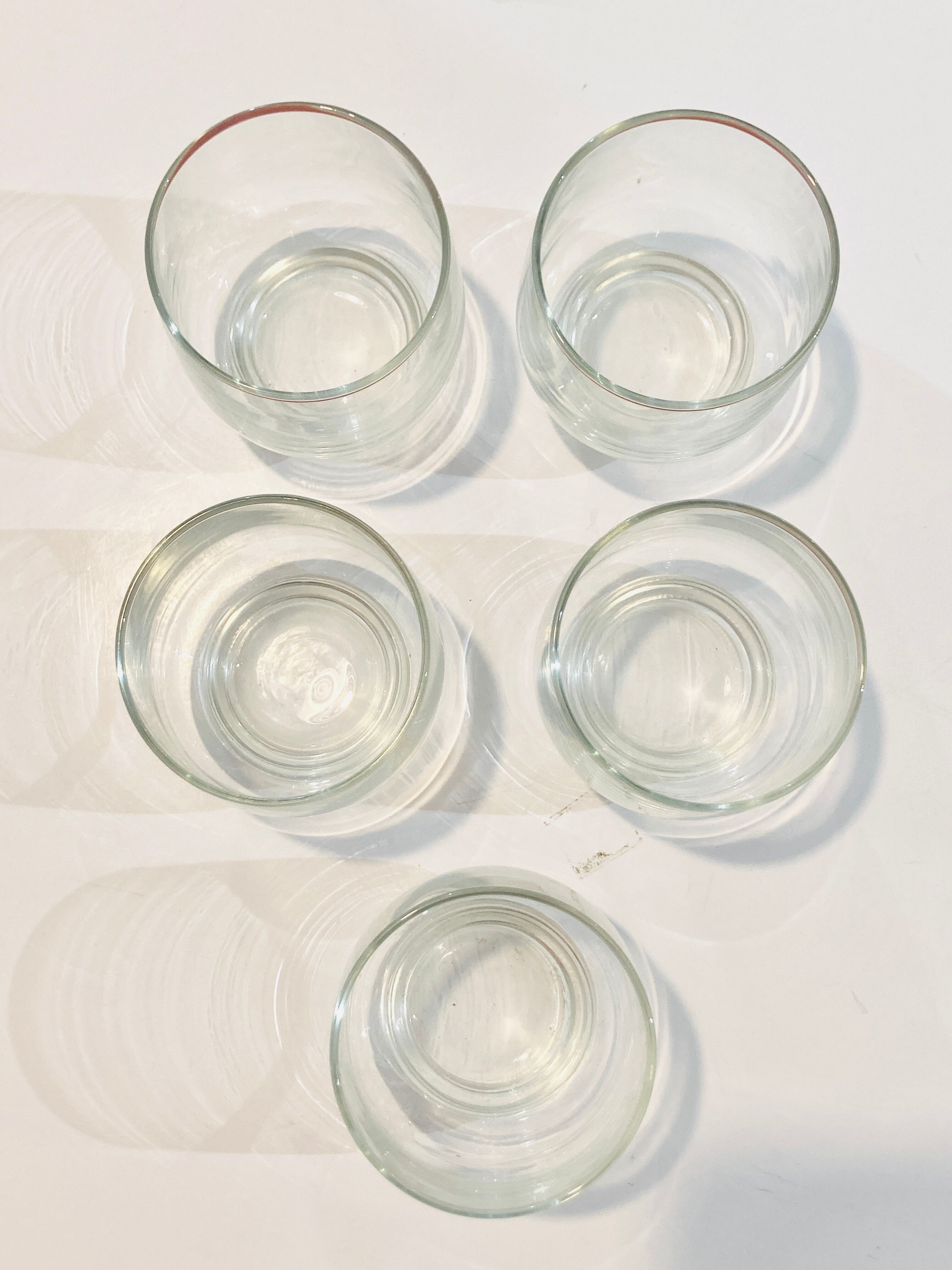 5 verres de cantine en verre