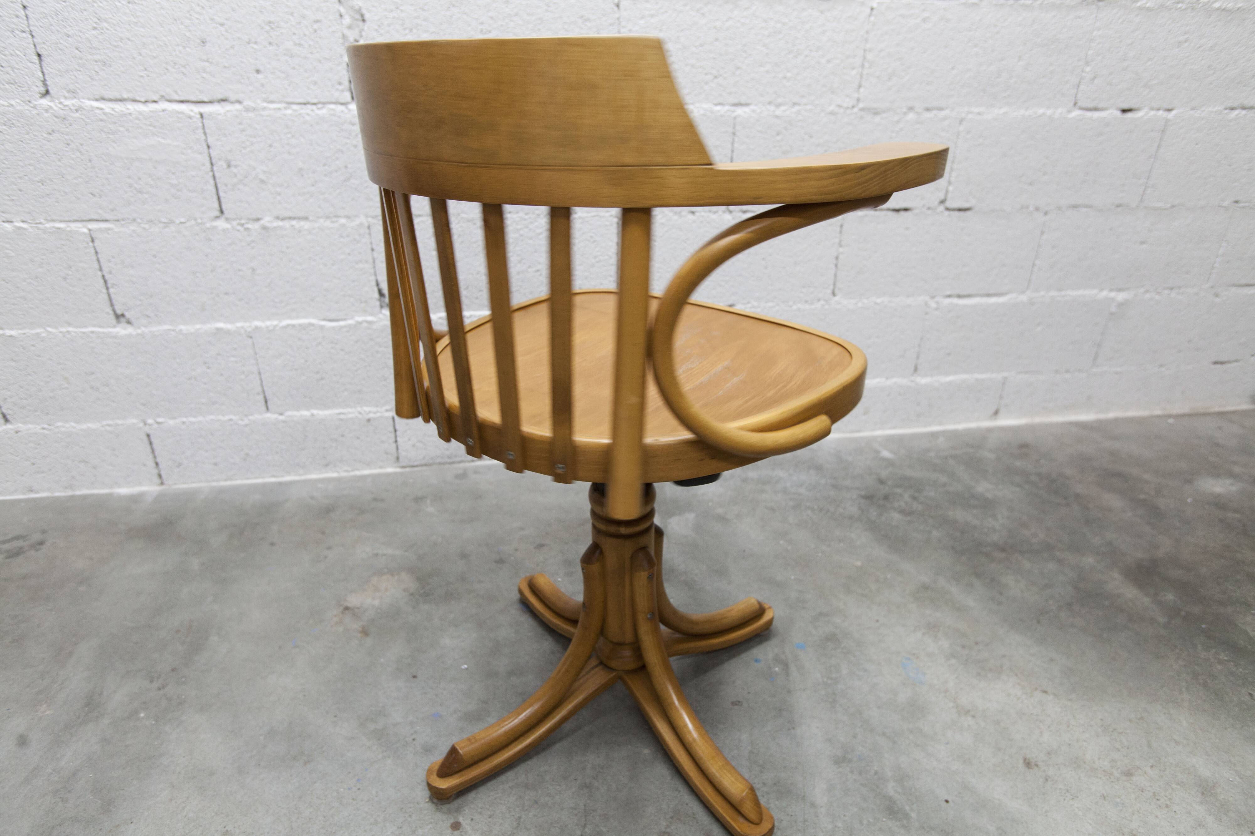Scandinavian 1960s curved wood swivel office chair