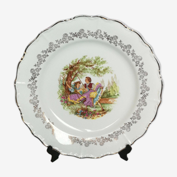 Sarreguemines Grand Dish in Porcelain Dishes Old Couple Fragonard