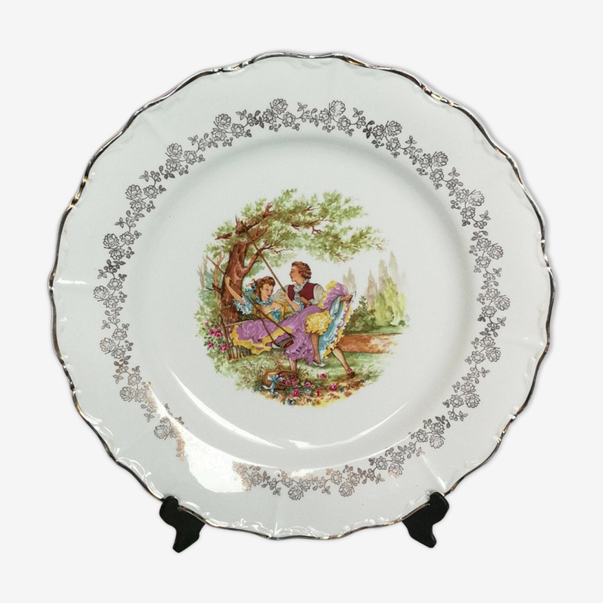 Plat Sarreguemines en porcelaine vaisselle ancienne couple fragonard |  Selency