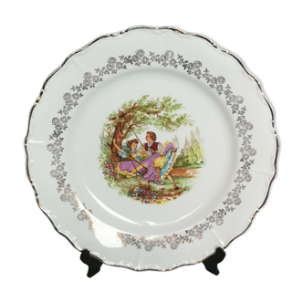 Plat Sarreguemines en porcelaine vaisselle ancienne couple fragonard