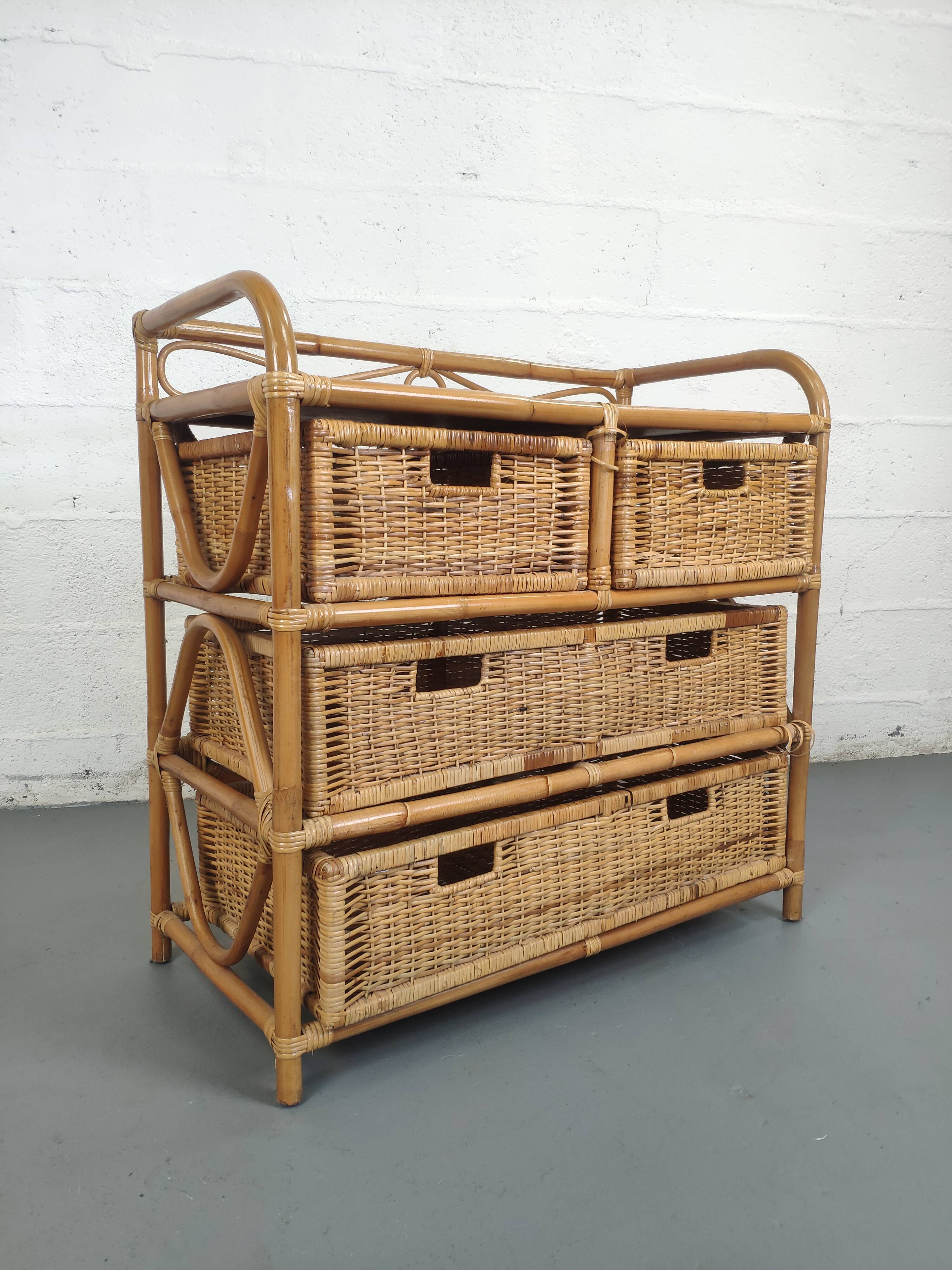 Chest of drawers 4 rattan drawers