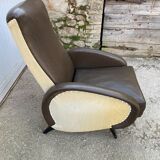 Vintage 50 faux leather reclining lounge chair with footrest