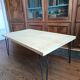 Coffee table in solid bamboo with steel legs.