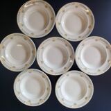 Set of 7 antique deep plates from Longwy, "Savigny" model, in good condition.