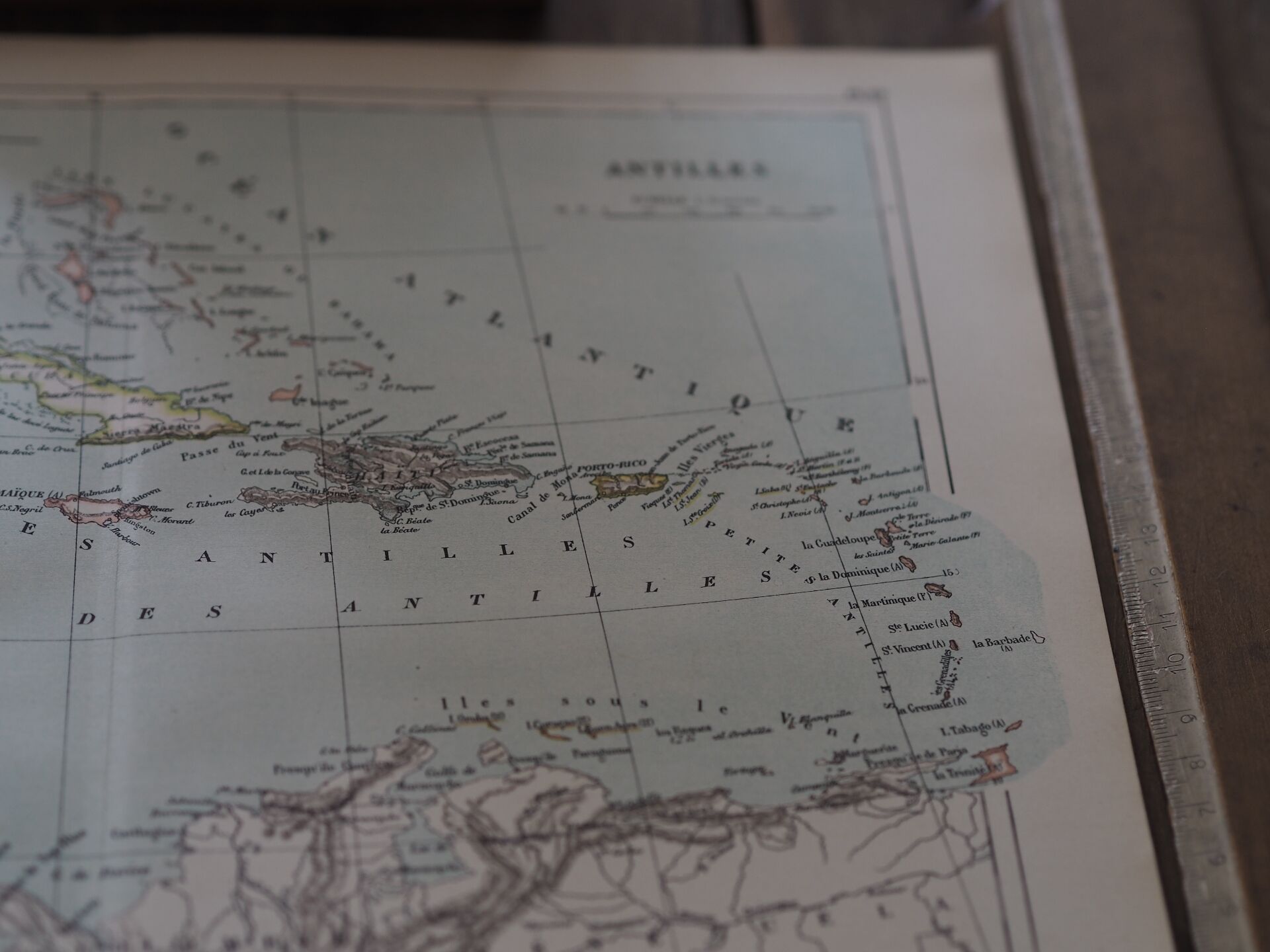 The Antilles, old map 1887 – Vintage geographical map.