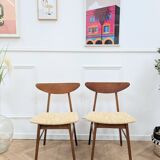 Set of two yellow reupholstered chairs