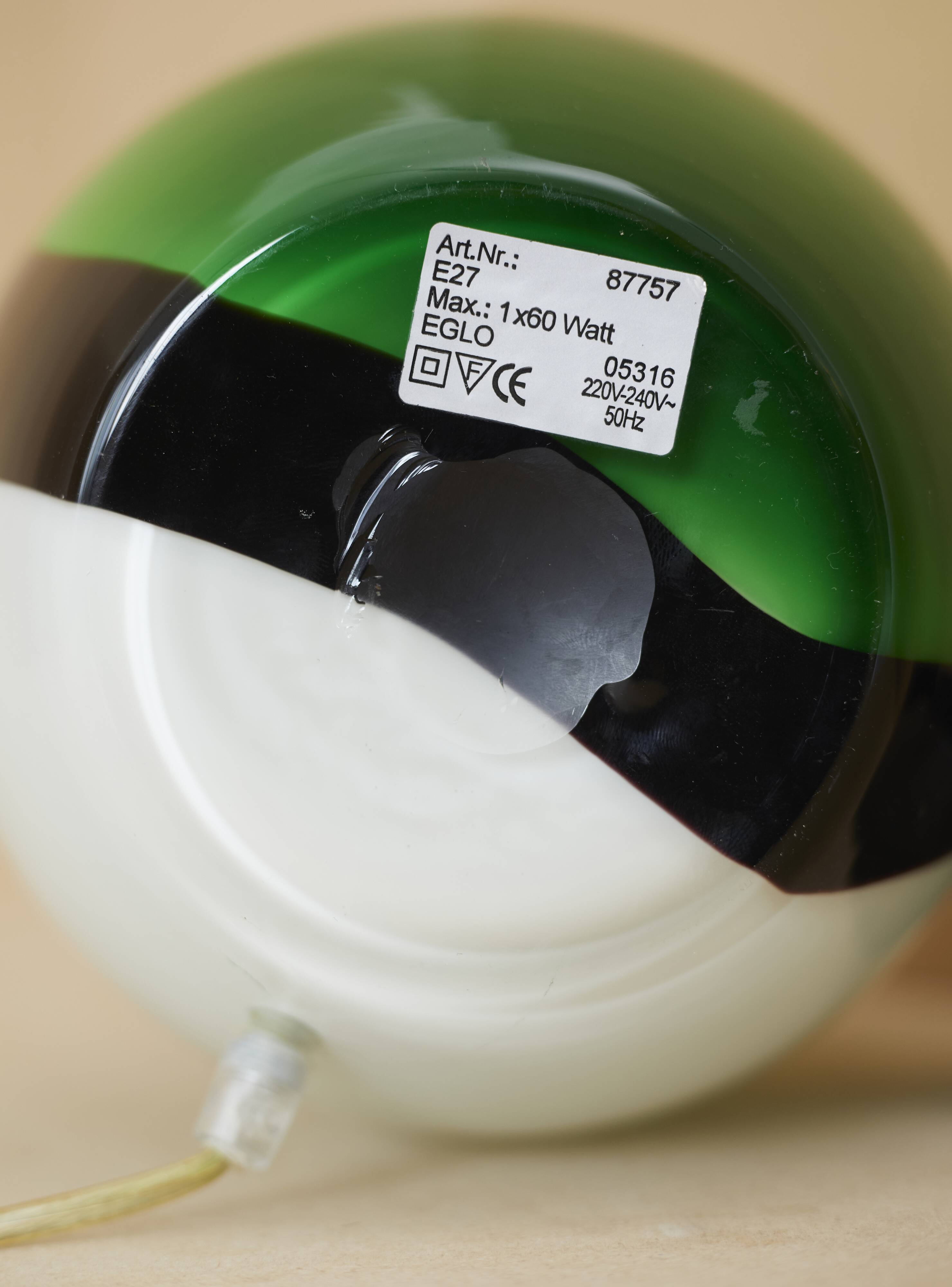 2 large Eglo Empori model lamps in vintage Murano glass Circa 1990