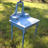 Former hairdresser - blue painted wood toilet table