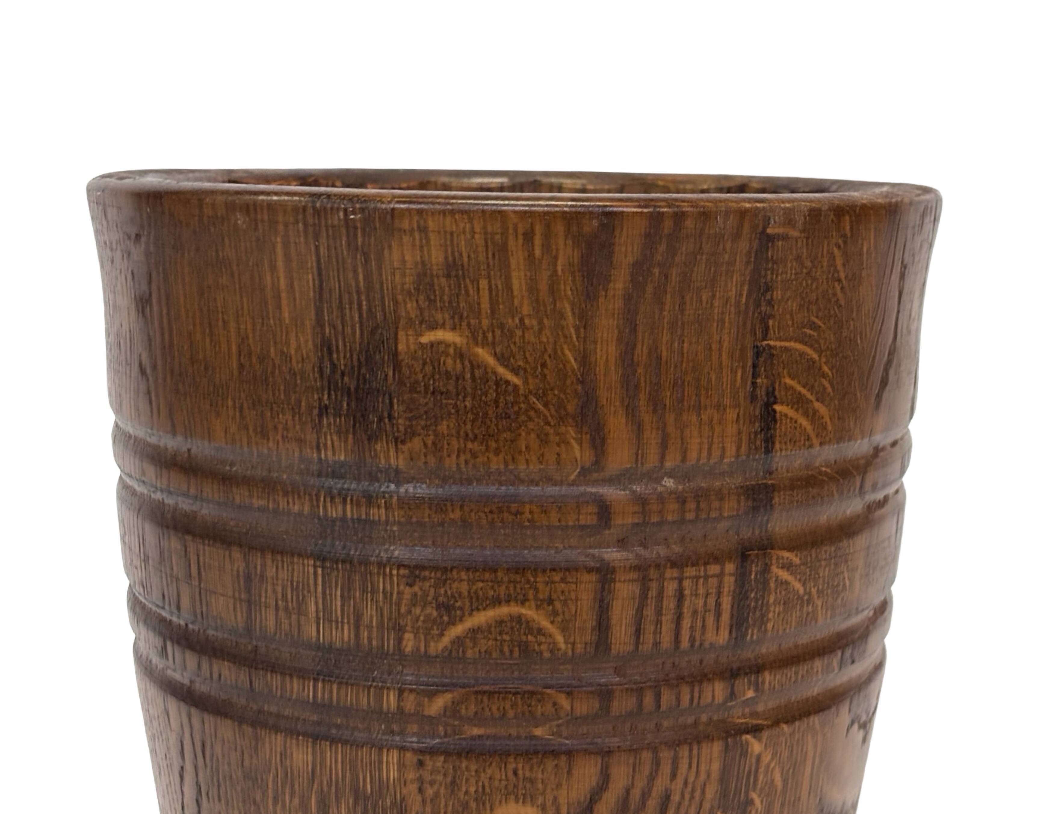 Vintage umbrella stand holder oak basket storage design 60's minimalist
