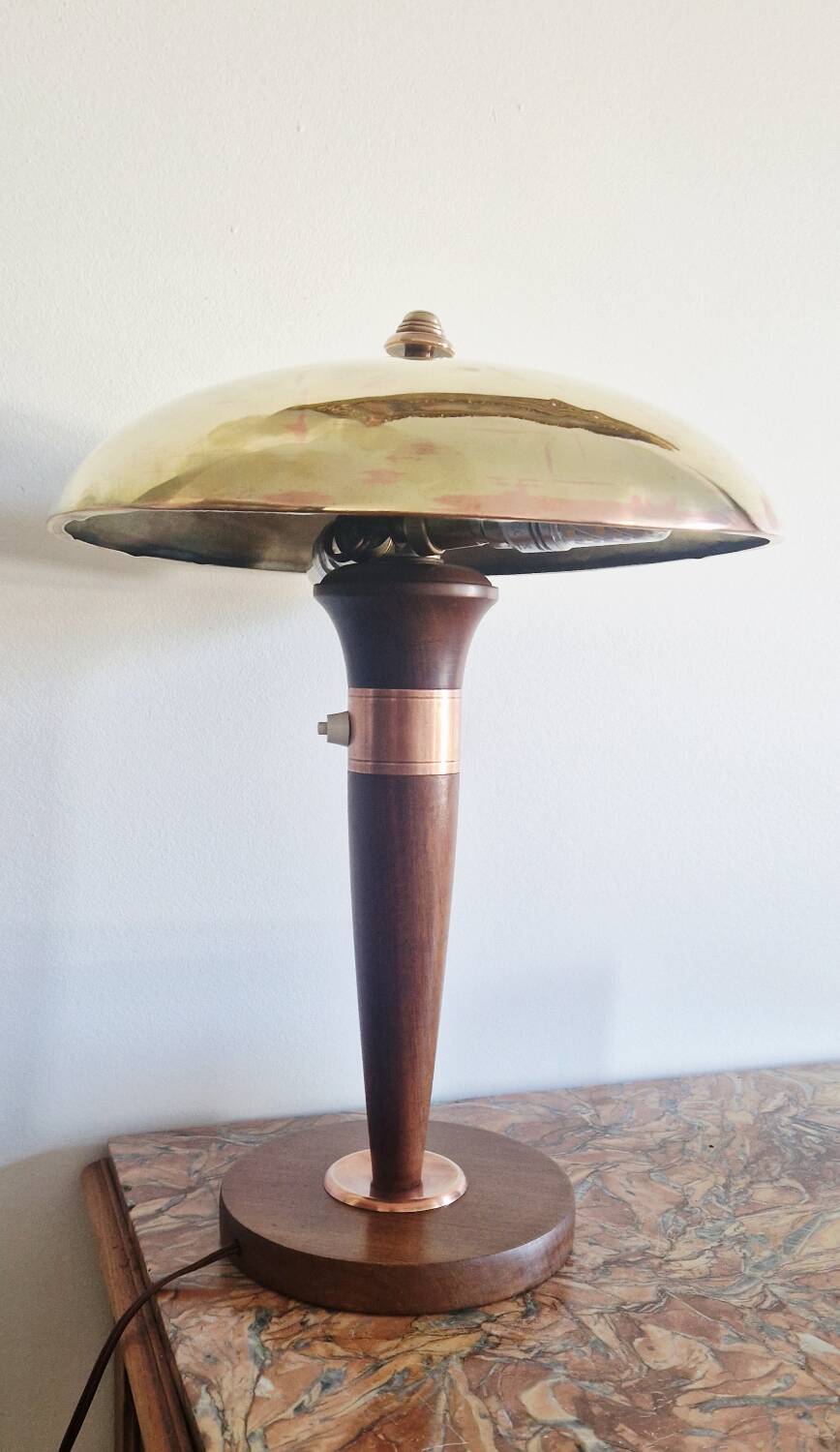 Art Deco style articulated lamp - Wood and brass - 1930s period