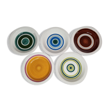 Mismatched service, five hand-painted plates from the Gien earthenware factory, unique models
