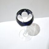 SAINT-LOUIS BRISTOL JOSEPH liqueur glass with overlay, cobalt blue lined crystal
